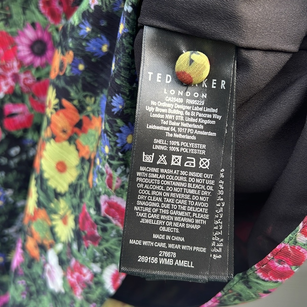 Ted Baker Black Floral Ruffle V-Neck Blouse - Picture 5 of 7